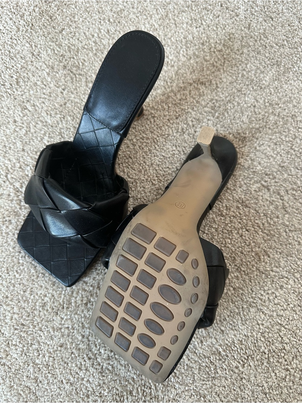 Amazon Black Braided Square-Toe Heeled Mules - Picture 3 of 3